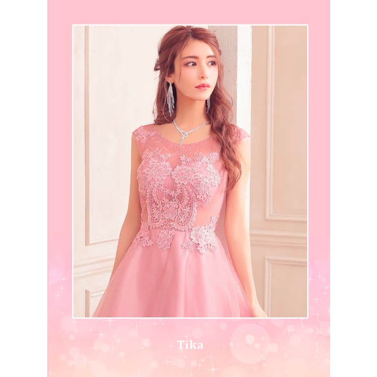 26,676円ピンクのレース花柄のParis Giambattista Valliのドレス
