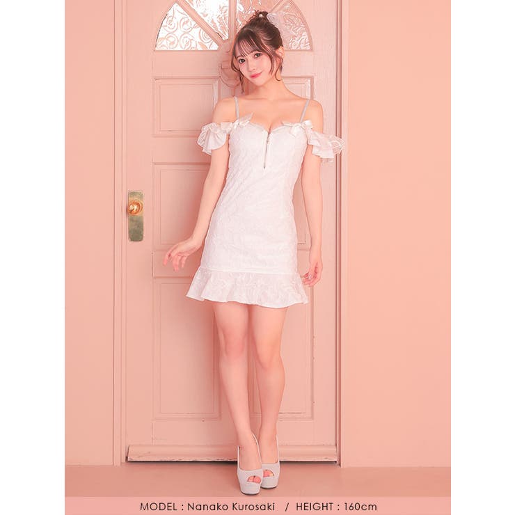 ハーフジップ×裾フリルタイトミニドレス ガーリードレス セクシー | Tika | 詳細画像5 