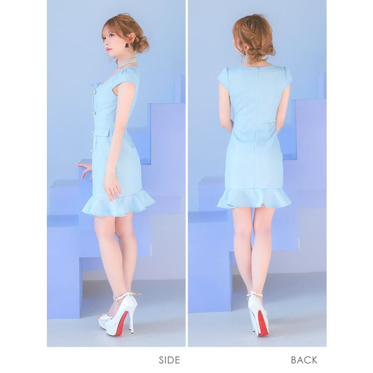 バストリボン×裾フリルデザインフレアミニドレス ガーリードレス 袖あり | Tika | 詳細画像6 