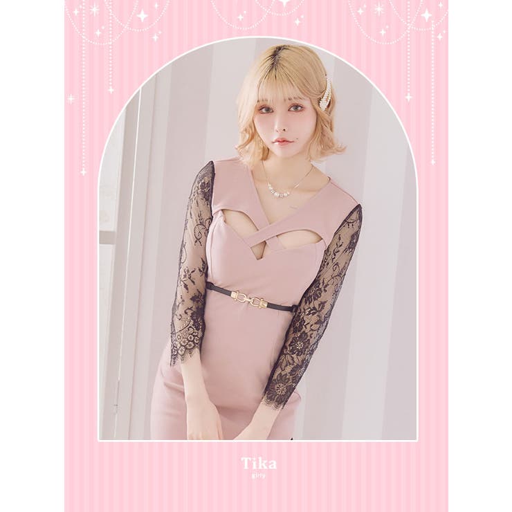 クロスバストカットアシンメトリーウエストマークミニドレス セクシー