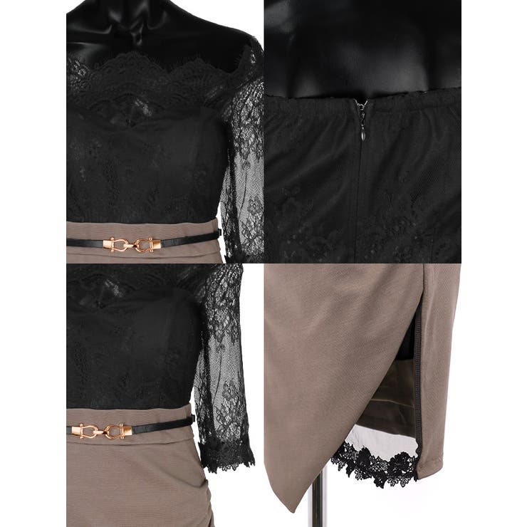 フラワーレースオフショルスリーブタイトミニドレス セクシードレス 袖あり | Tika | 詳細画像8 