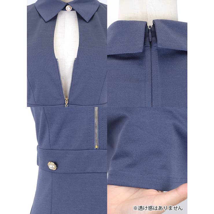 セルフポートレート ノースリーブタイトフィットドレス 黒 S ノースリーブタイトミニドレス/胸元オープンカット/ジップ