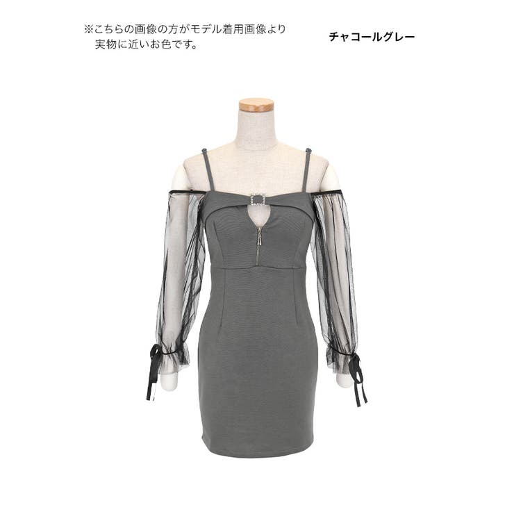 フロントジップオフショルタイトミニドレス ガーリードレス セクシー | Tika | 詳細画像7 