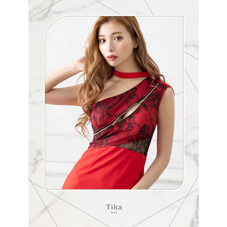 新品未使用】Tika 千鳥柄 リボン ミニドレス キャバドレス M