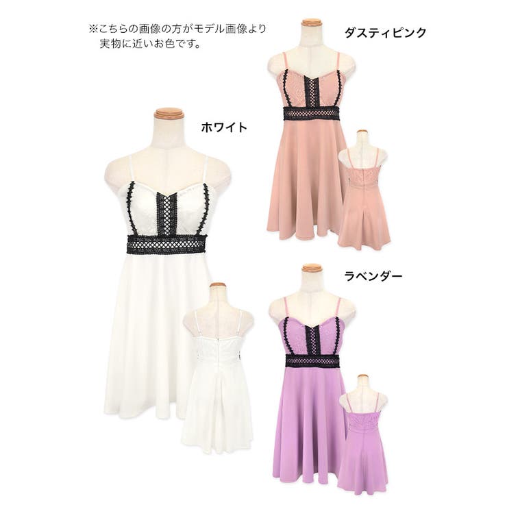 ブラックレースパイピングサイハイウエストマークAラインミニドレス ガーリードレス | Tika | 詳細画像11 