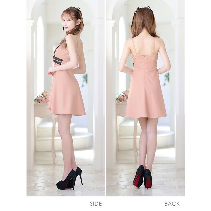 ブラックレースパイピングサイハイウエストマークAラインミニドレス ガーリードレス | Tika | 詳細画像10 