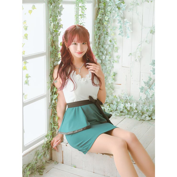 Tika フラワーレースネックペプラムタイトミニドレス セクシードレス | Tika | 詳細画像4 