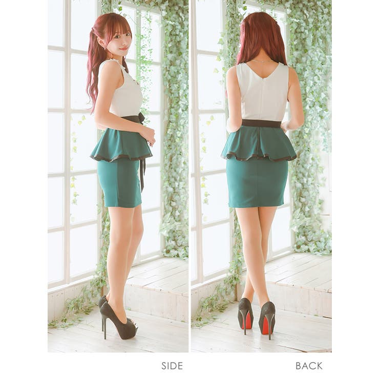 Tika フラワーレースネックペプラムタイトミニドレス セクシードレス | Tika | 詳細画像6 