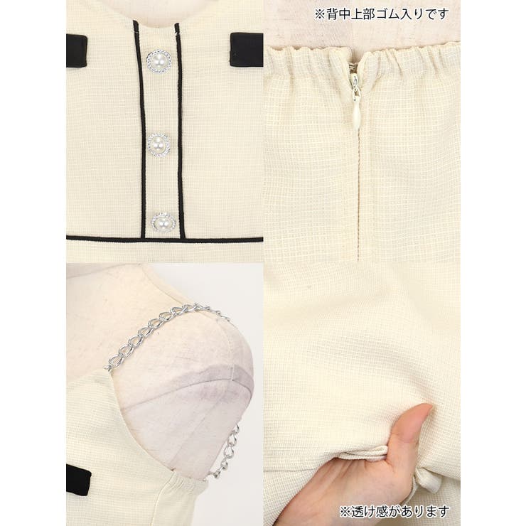 リボンショルダー×パイピングデザインボックスプリーツフレアミニドレス ガーリード… | Tika | 詳細画像14 