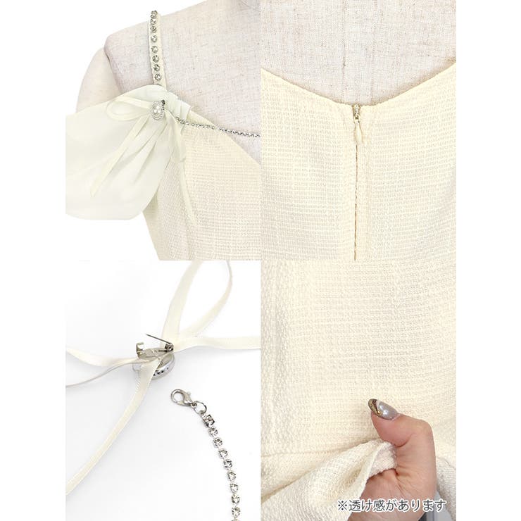 Tika ビジューチェーンオフショルダー裾フリルミニドレス ガーリードレス | Tika | 詳細画像8 