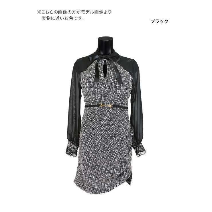 シースルースリーブ×ツイードクラシカルミニドレス ガーリードレス クラシカルドレス | Tika | 詳細画像8 