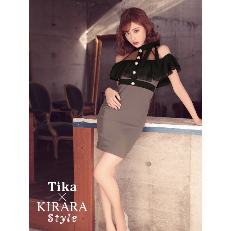 ジュエルズ　ティカ　ドレス　キャバドレス ティカ Tika キャバドレス ジッパー×チョーカーワンショルダー
