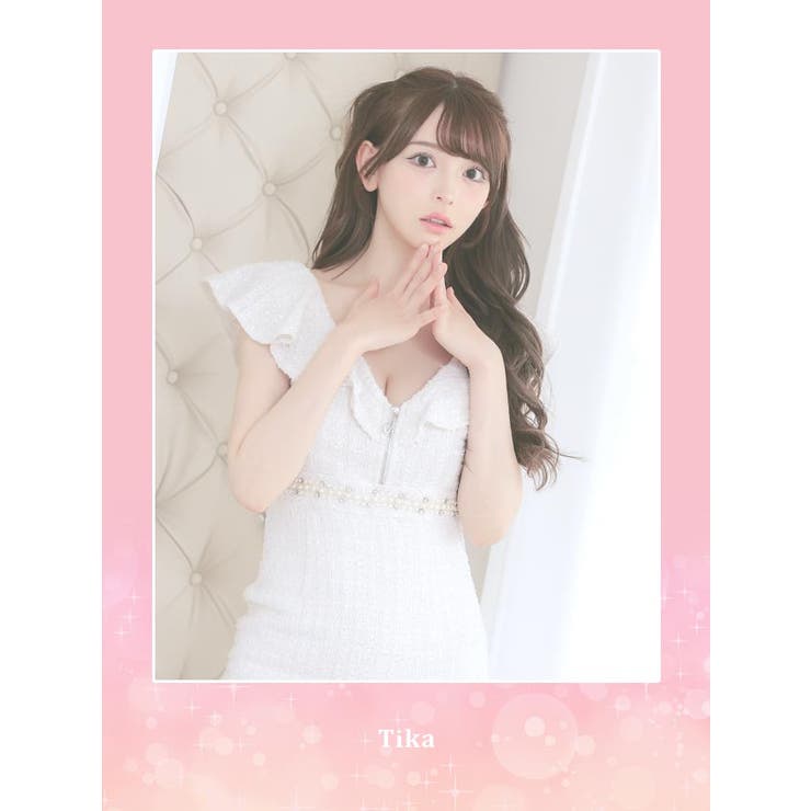 ハーフジップパールビジューハイウエストマーメイドライン