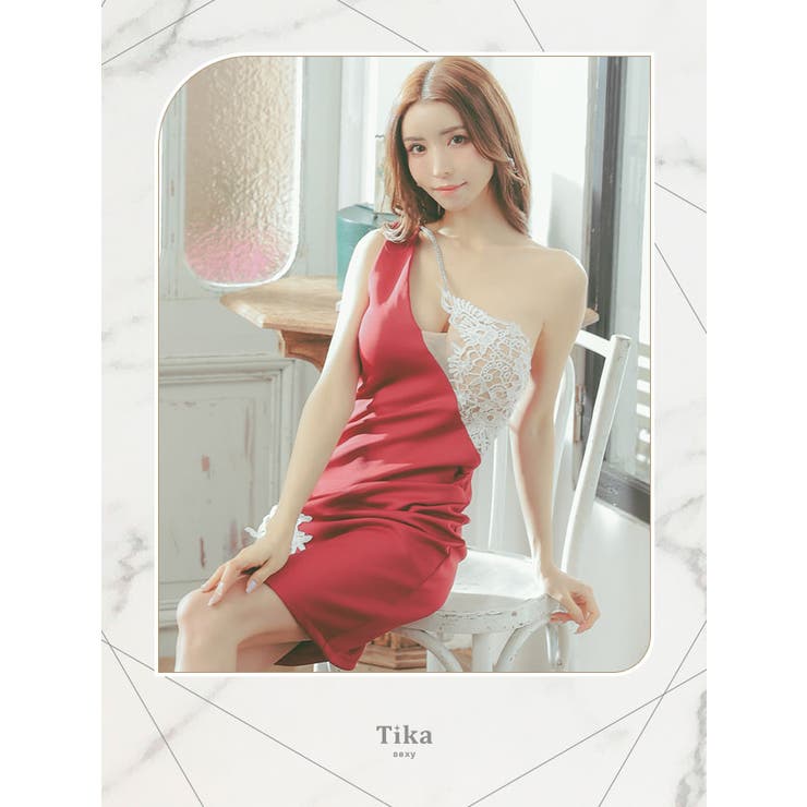 ワンショルダーバスト×シースルーカットタイトミニドレス セクシードレス[品番：XK000011968]｜Tika（ティカ ）のレディースファッション通販｜SHOPLIST（ショップリスト）