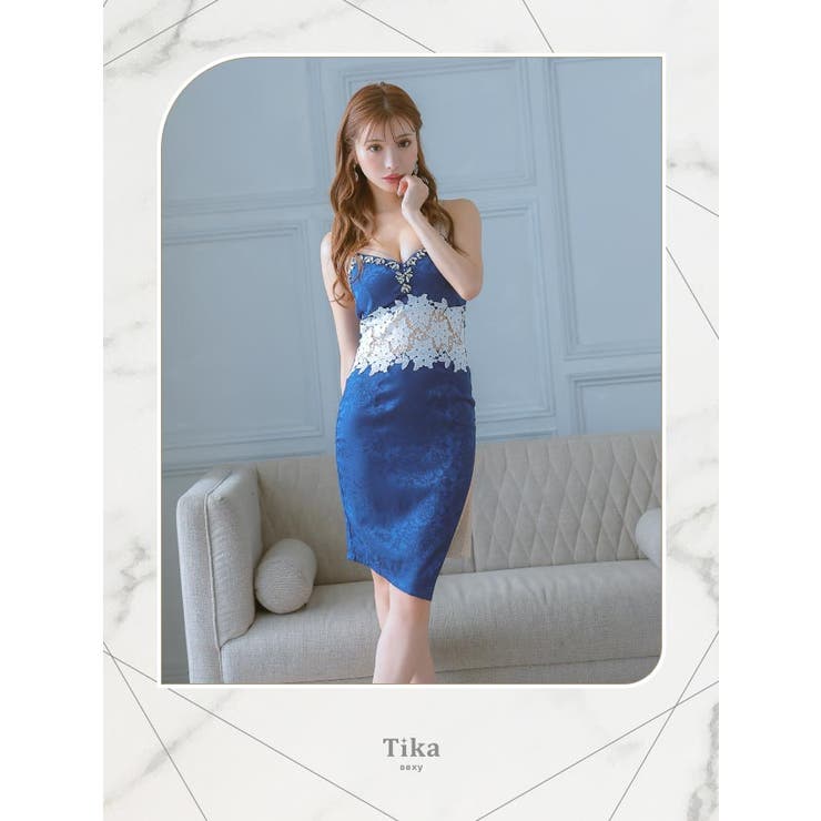 ウエストレースカットビジューラインミニドレス セクシードレス 袖なし | Tika | 詳細画像11 