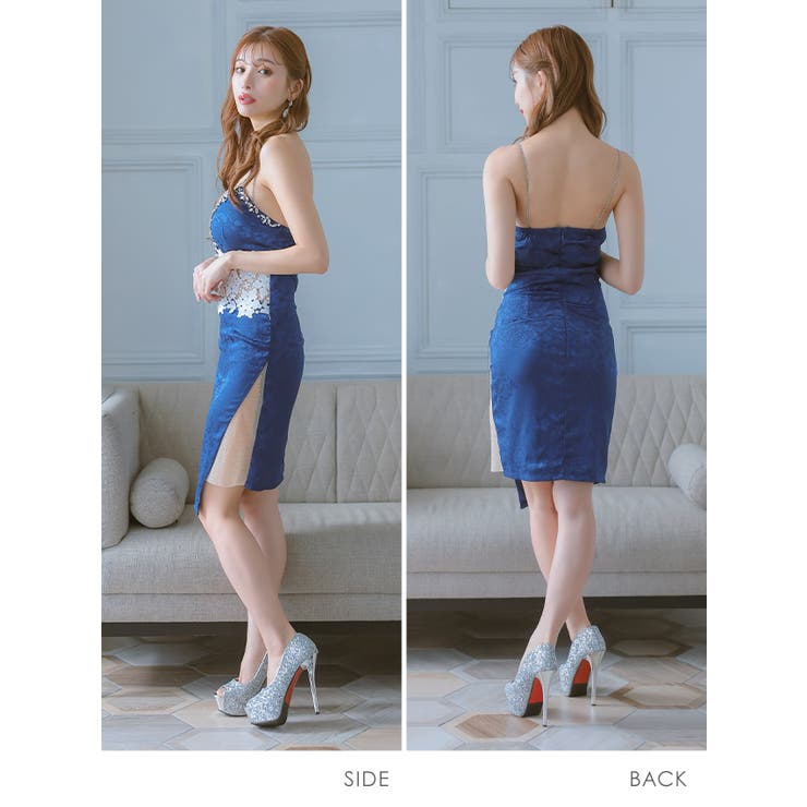 ウエストレースカットビジューラインミニドレス セクシードレス 袖なし | Tika | 詳細画像15 