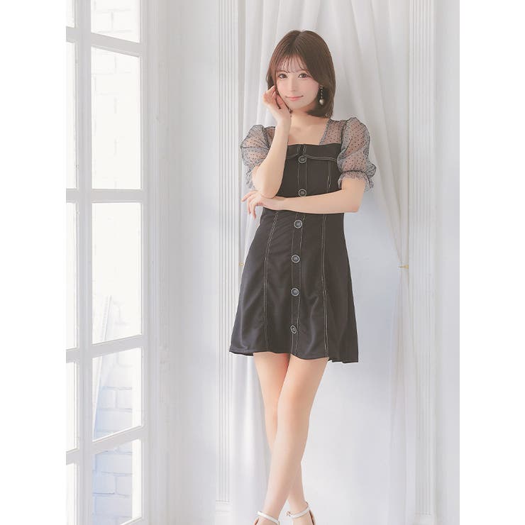 【3-4Y 】Uhr ウーアドットミニドレス　ネイビー　黒ドット人気カラー希少 3-4Y 】Uhr ウーアドットミニドレス ネイビー 黒ドット人気