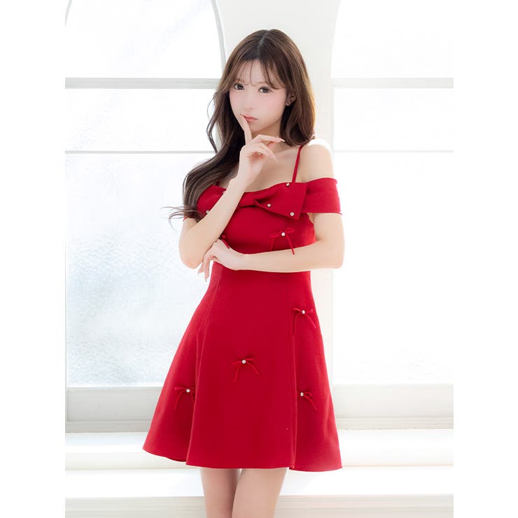 Tika ビジューリボンオフショルフレアミニドレス ガーリードレス | Tika | 詳細画像3 