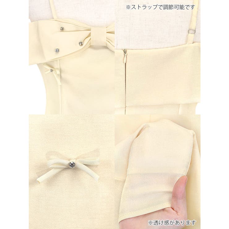 オフショル×リボンアクセントフレアミニドレス ガーリードレス 袖なし | Tika | 詳細画像14 