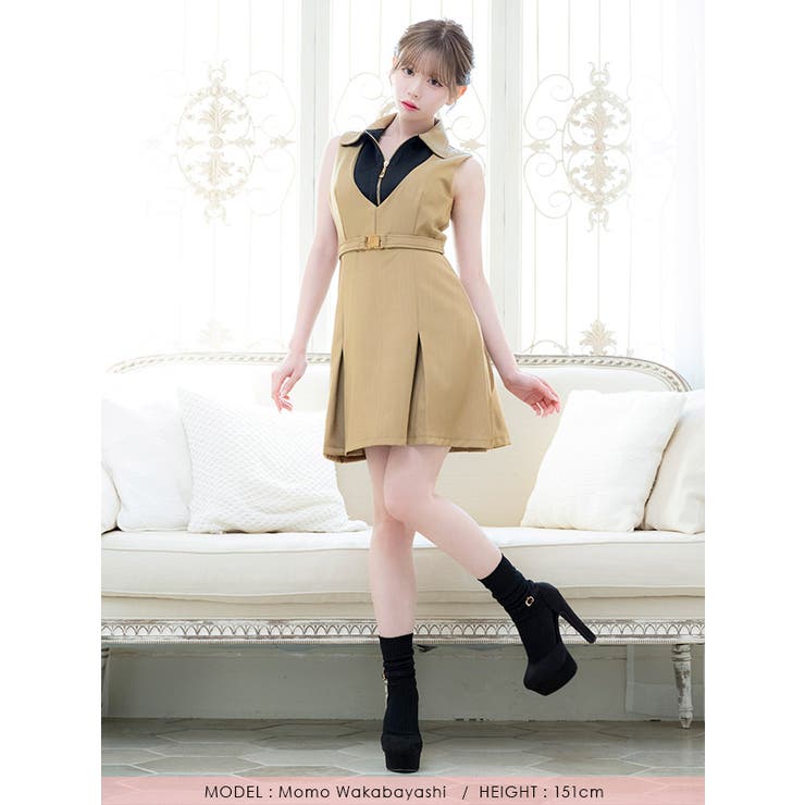 Tika フロントジップレイヤード風フレアミニドレス セクシードレス | Tika | 詳細画像6 