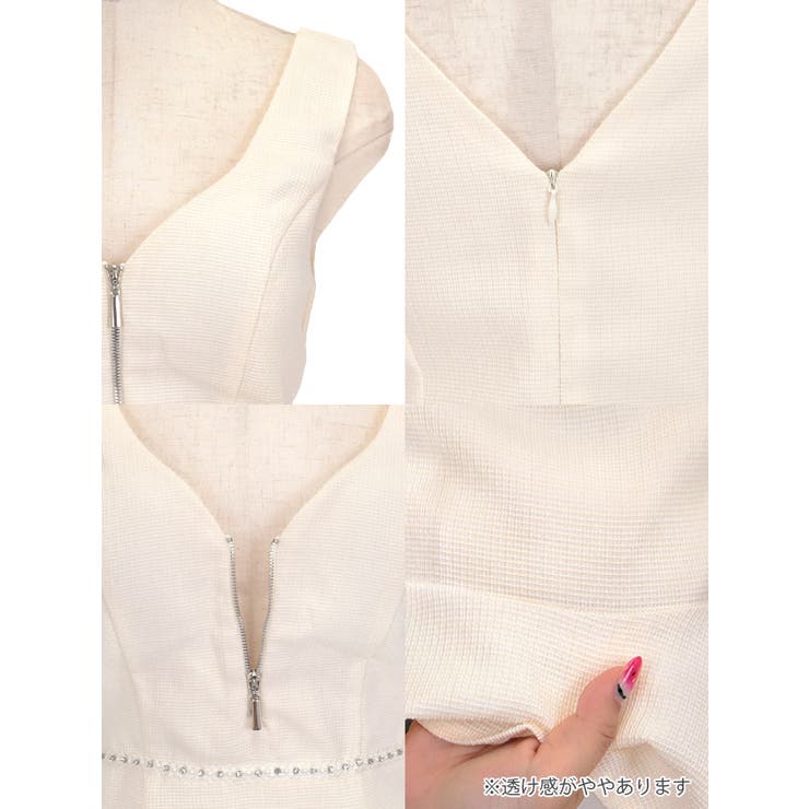 チュールリボンショルダーハーフジップツイードミニドレス ガーリードレス 袖なし | Tika | 詳細画像13 