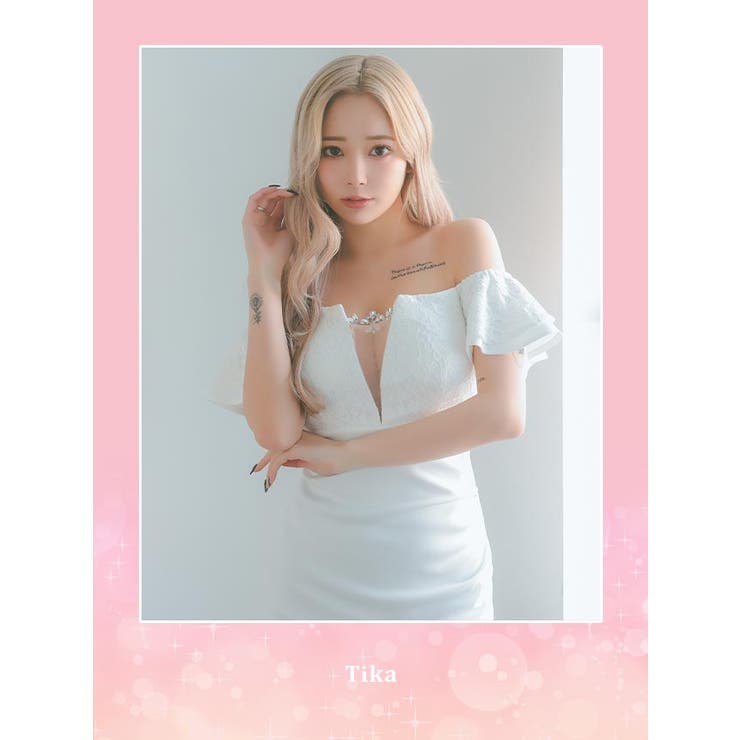 ヌーディーレースカットオフショルタイトミニドレス セクシードレス 袖あり | Tika | 詳細画像1 