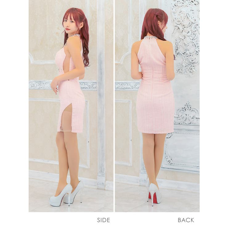 ツイード×ビジューネックラインコードシースルーカットアウトミニドレス セクシード… | Tika | 詳細画像16 