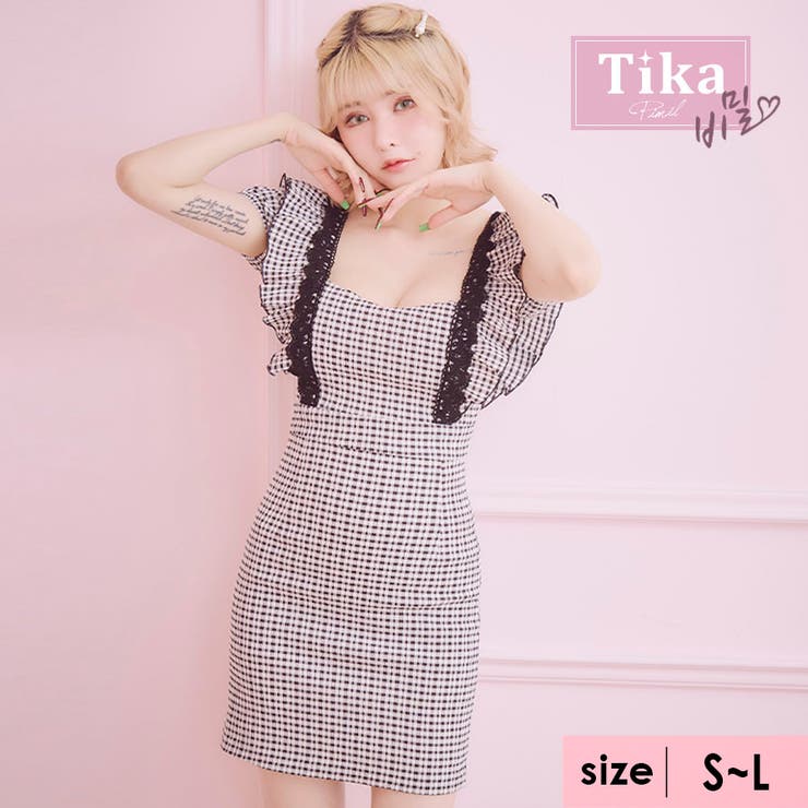 Tika 韓国ドレス ギンガムチェック柄 ミニドレス S - スーツ 