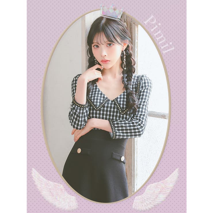 Tika タイトミニドレス ギンガムチェック 韓国ドレス ミニドレス