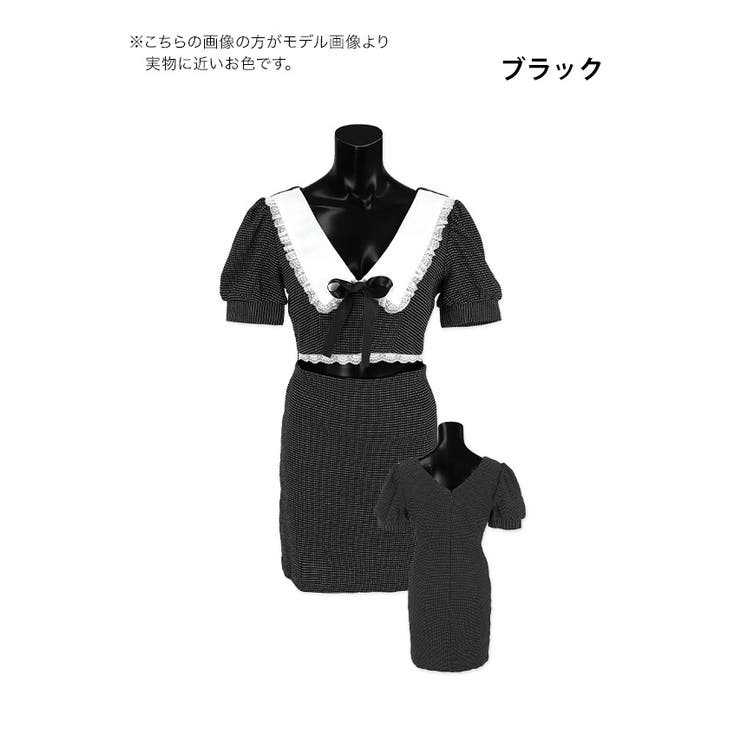 レース×リボンテーラードパフスリーブウエストカットミニドレス 韓国ドレス | Tika | 詳細画像7 