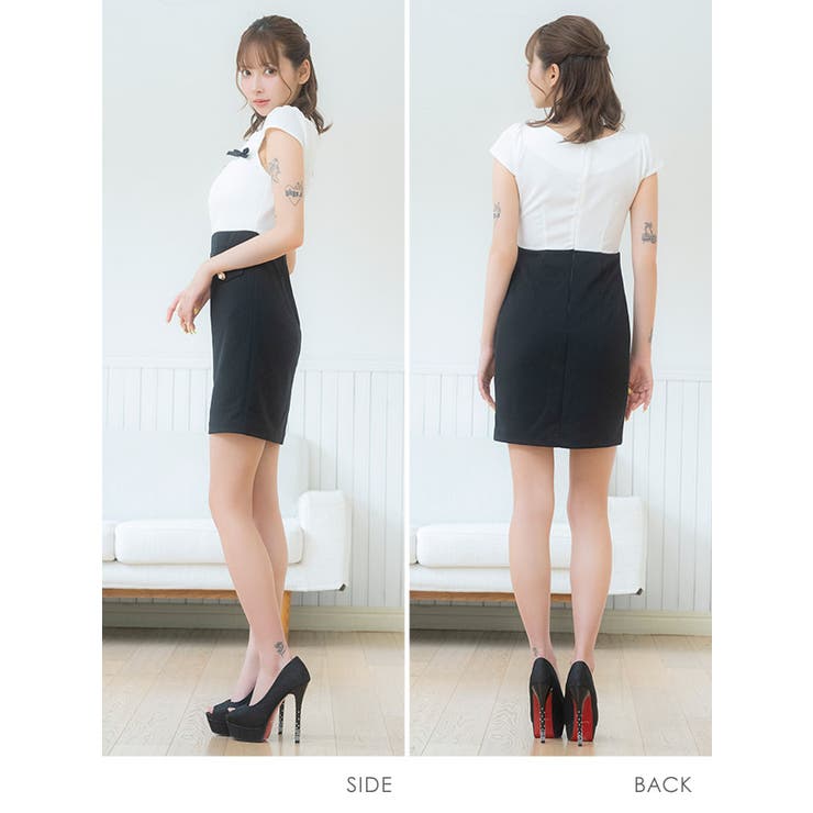 リボン×フロントジップタイトミニドレス 韓国ドレス ガーリードレス | Tika | 詳細画像12 