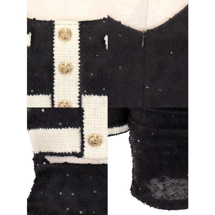 ウエストカットニット×スパンコールタイトミニドレス 韓国ドレス セクシードレス | Tika | 詳細画像8 