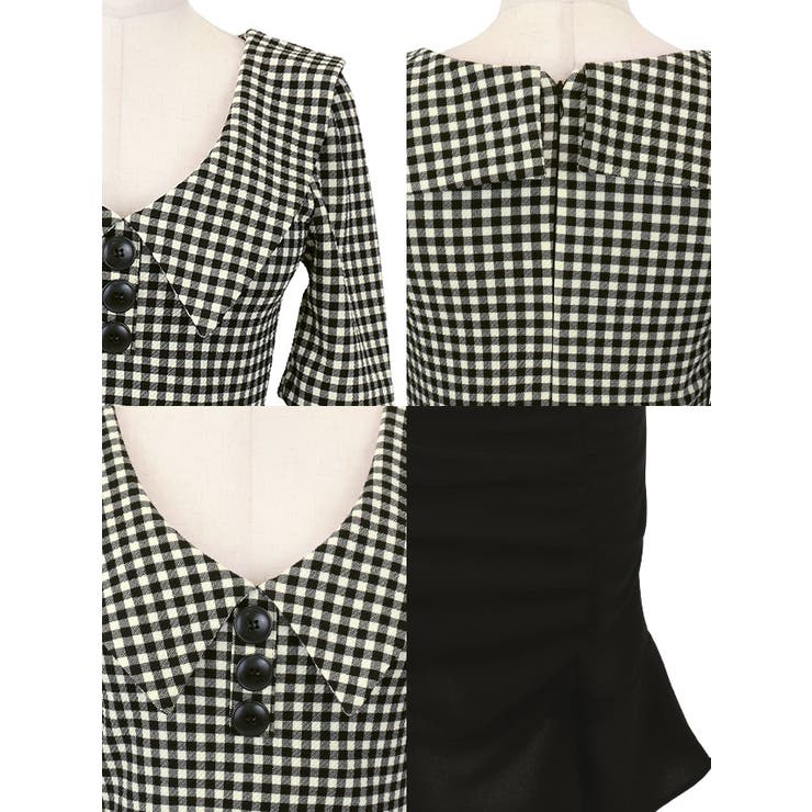 チェック×襟デザインドロスト風タイトミニドレス 韓国ドレス 袖あり | Tika | 詳細画像9