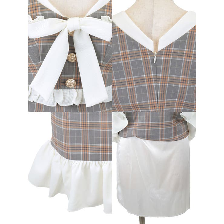 バストリボンテーラードテイストマーメイドミニドレス ガーリードレス 韓国ドレス | Tika | 詳細画像8 