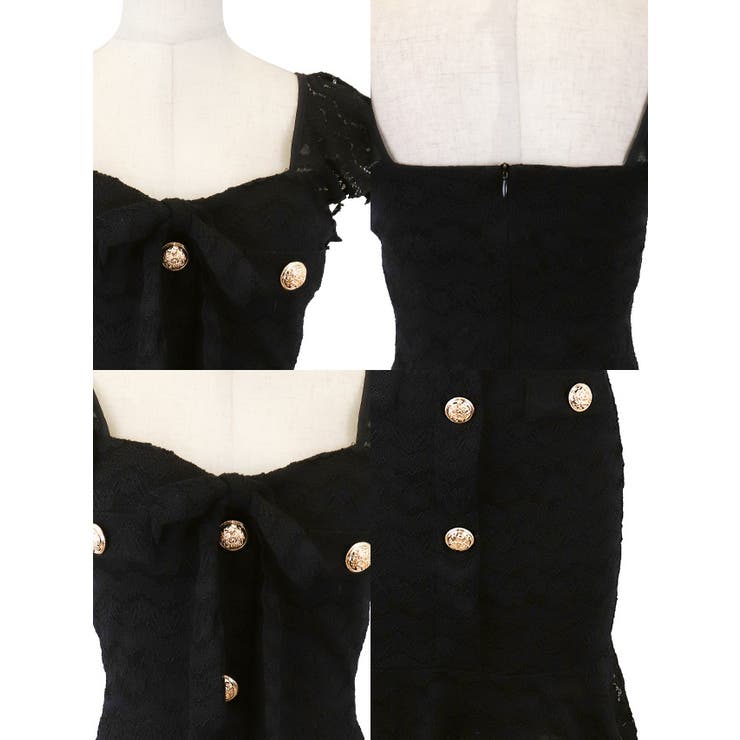 総レースリボン×裾フリルタイトミニドレス 韓国ドレス ガーリードレス | Tika | 詳細画像8 