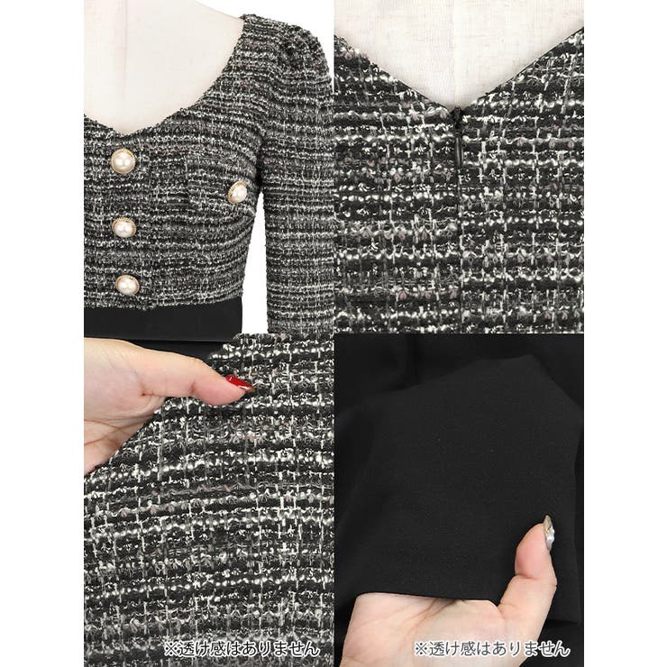 Tika フロントパールボタン切り替えタイトミニドレス 韓国ドレス | Tika | 詳細画像8 