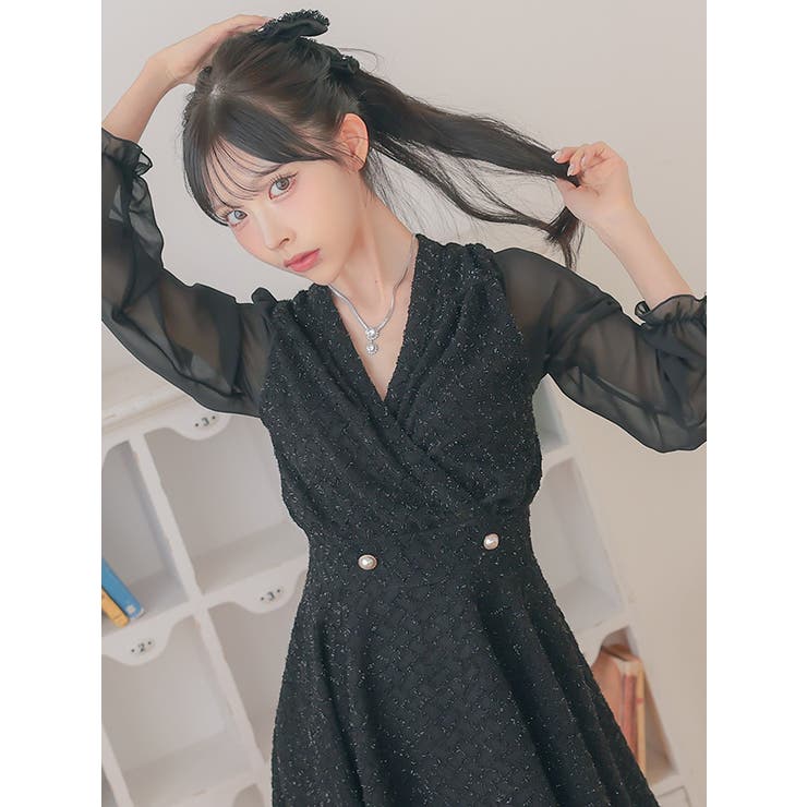 【極美品】VIVIENNE TAM 山水画ワンピース Aライン シースルー 黒灰 極美品】VIVIENNE TAM 山水画ワンピース Aライン シースルー 黒