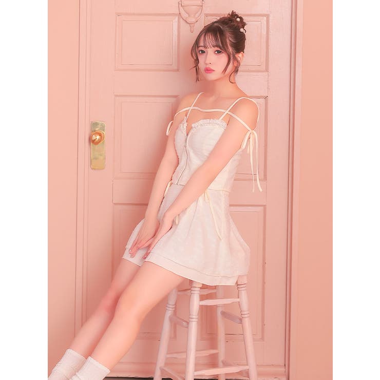 フロントジップトップス×フレアスカート＊コードリボンセットアップフレアミニドレス… | Tika | 詳細画像5 