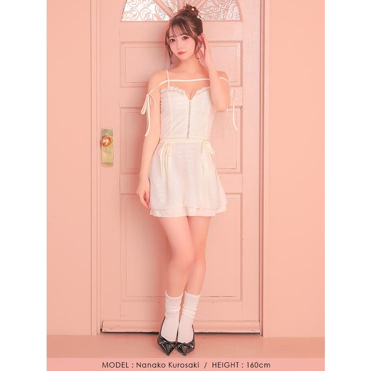 フロントジップトップス×フレアスカート＊コードリボンセットアップフレアミニドレス… | Tika | 詳細画像6 