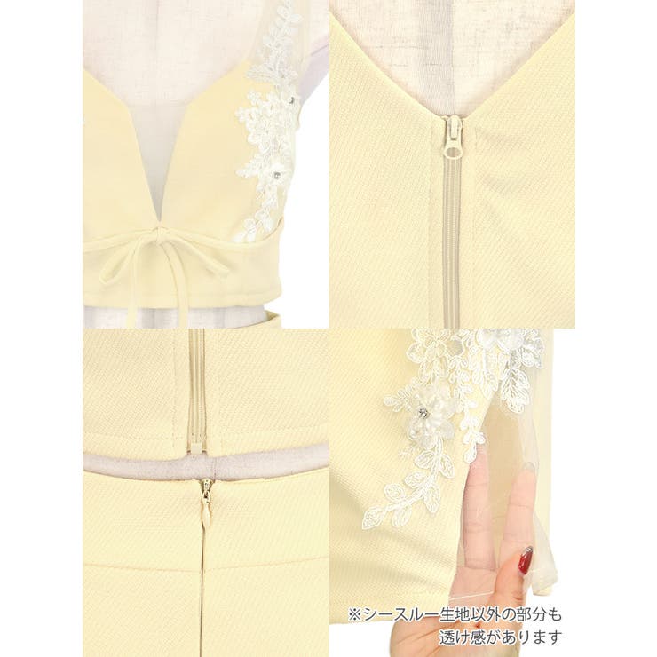 Tika 刺繍レース×シースルーサイドスリットセットアップタイトミニドレス セク… | Tika | 詳細画像8 