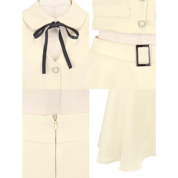 Tika 襟付きリボンノースリーブセットアップフレアミニドレス ガーリードレス | Tika | 詳細画像8 