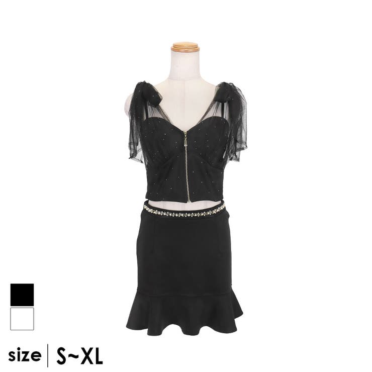 ブラック | Tika ビジューラインストーン×ハーフジップセットアップミニドレス セクシード… | Tika