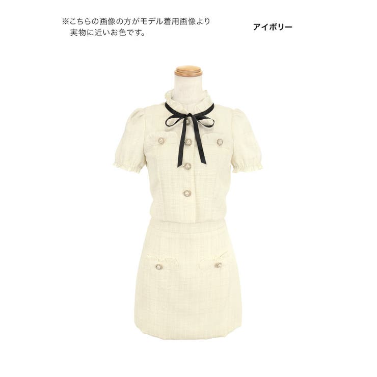 アイボリー | Tika ツイードセットアップタイトミニドレス ガーリードレス | Tika