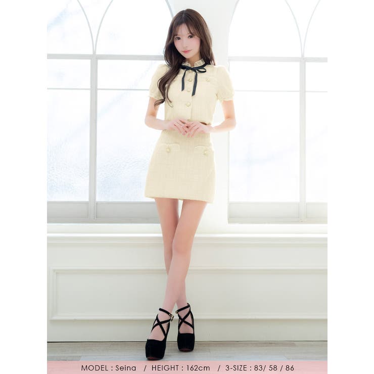 Tika ツイードセットアップタイトミニドレス ガーリードレス | Tika | 詳細画像6 