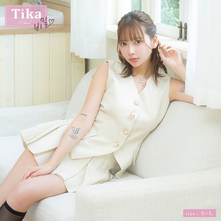 オープンバック×リボンセットアップ 韓国ドレス ガーリードレス | Tika | 詳細画像1 