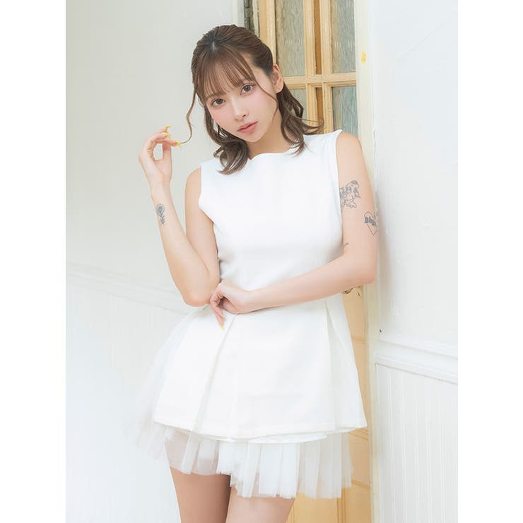 Tika チュールスカートペプラムトップスセットアップミニドレス 韓国ドレス | Tika | 詳細画像4 