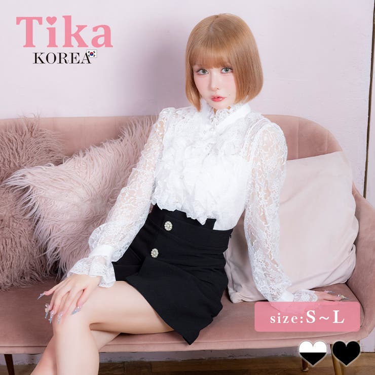ホワイト×ブラック | Tika セットアップ キャバドレス | Tika
