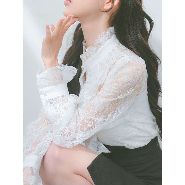 Pimil 韓国セットアップ レースブラウス[品番：XK000012236