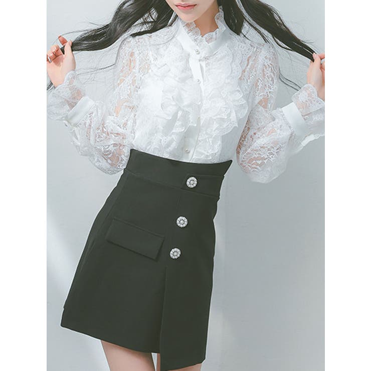 美品　レースブラウス　韓国ブランド 韓国ブランド】フラワーレースブラウス＆インナーSET (I AM MARI
