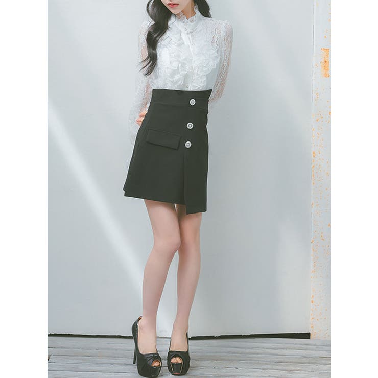 Pimil 韓国セットアップ レースブラウス[品番：XK000012236